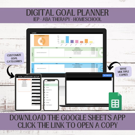 Digital Goal Spreadsheet, ABA Data Collection, IEP Planner, Homeschool Goal Tracker, Autism Parent Training, Special Needs Planner