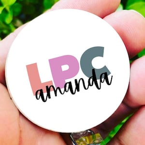 Personalized Social Worker Badge Reel, Mental Health Therapist Badge, Lcswa, Lmft, Lcmhcs, Lcmhsa, Therapist Accessories, Gift for Therapist