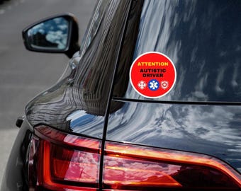 Attention Autistic Driver Decal, Autism Safety Sticker, Emergency decal, Driver with Autism, Autism Sticker for car, Autistic Person Aboard