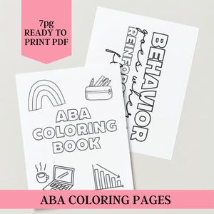 ABA Coloring Book, ABA Coloring Pages, Behavior Analyst, Behavior Technician, Behavior Analysis Digital Download, ABA Therapist, Aba Therapy