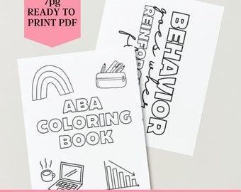 Livre de coloriage ABA, pages à colorier ABA, analyste du comportement, technicien du comportement, téléchargement numérique analyse du comportement, thérapeute ABA, thérapie Aba