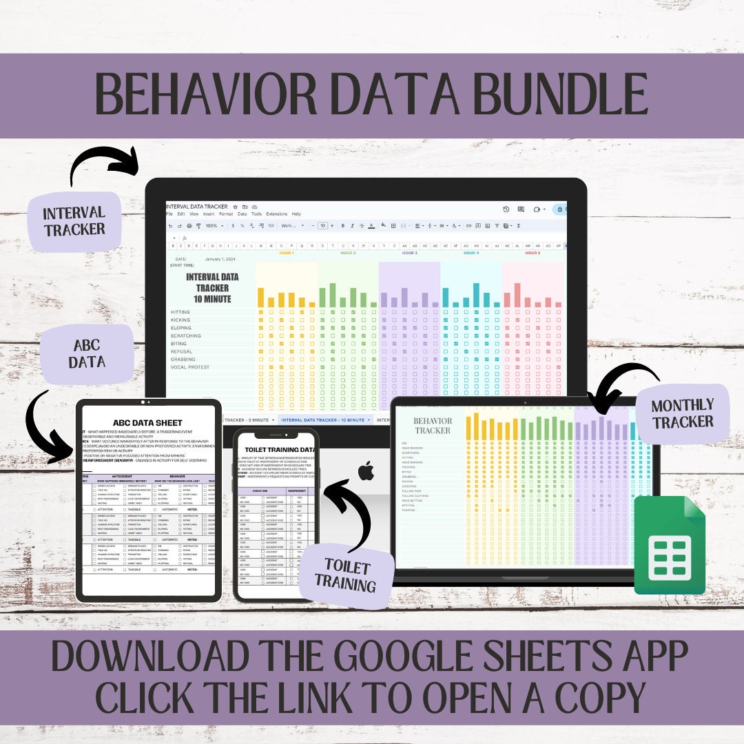 Behavior Data Bundle, Interval Data Spreadsheet, Editable Behavior ...