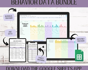 Behavior Data Bundle, Interval Data Spreadsheet, Editable Behavior Tracker, Autism Parent Training, ABA Data Sheet, Behavior Spreadsheet