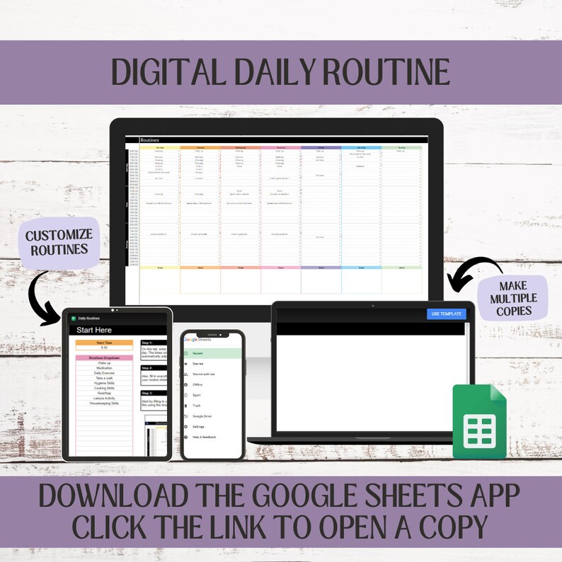Digital Daily Routine Spreadsheet, Homeschool Schedule Template ...