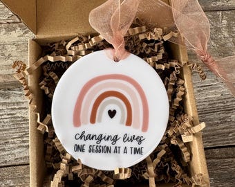 Changing Lives One Session at a Time Christmas Ornament, ABA Christmas Gift, Therapist Christmas Ornament, Therapist Gift for Christmas
