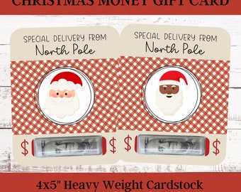Gift from Santa, Christmas Money Holder for Kids, Special Delivery from North Pole, Money from Santa, Christmas Money Card, Black Santa Card