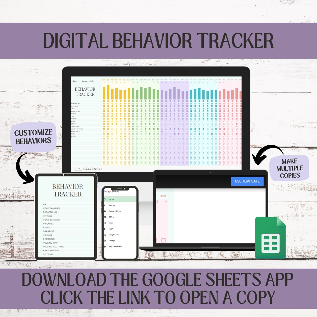Digital Behavior Tracker, Behavior Data Spreadsheet, Editable Behavior ...