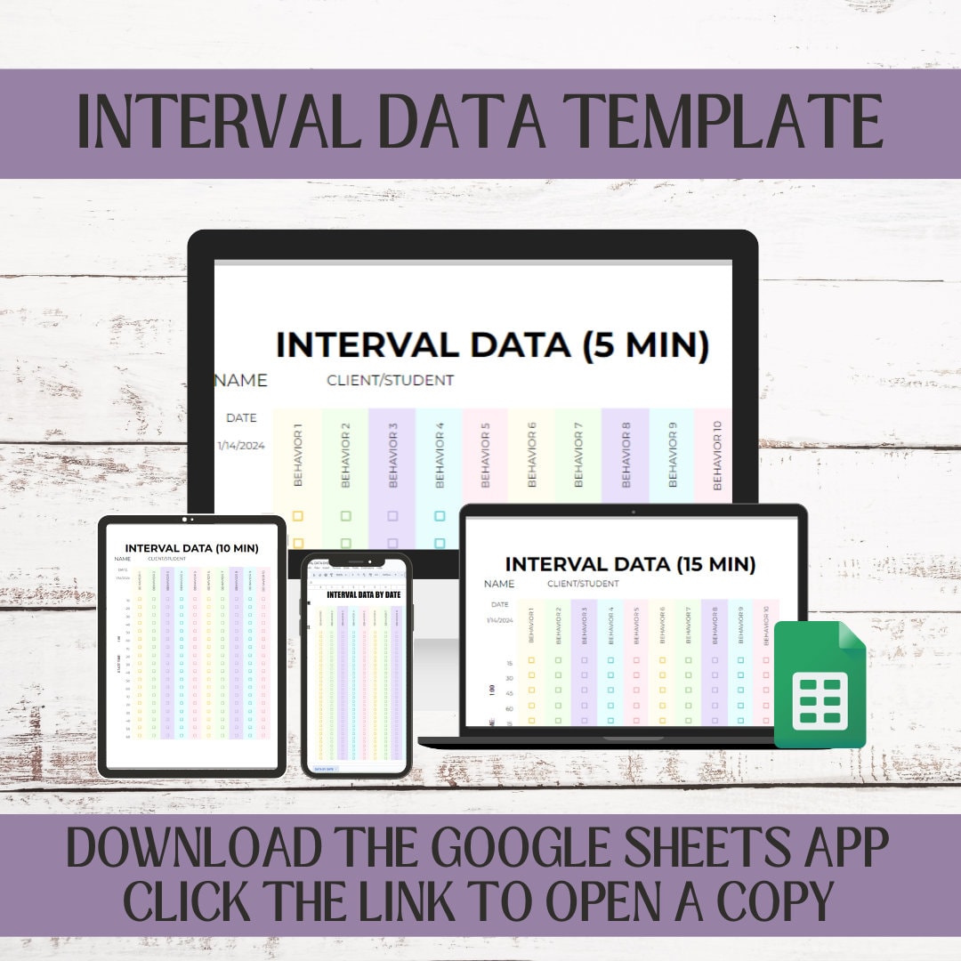 Interval Data Sheet Template, ABA Data Collection, Behavior Data Sheet ...