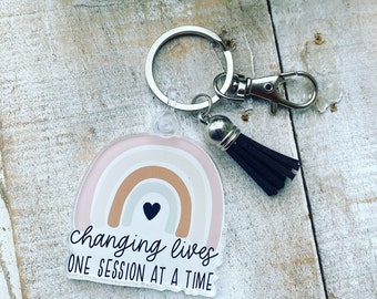 Changing Lives One Session at a Time Keychain, Therapist Accessories, Gift for Therapist, Counseling Appreciation Gift, Mental Health Worker