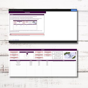 May include: A printable debt payoff tracker worksheet with a purple and pink color scheme. The worksheet includes sections for debt name, amount, monthly payment, interest, and notes. The worksheet also includes a motivational quote: "I am efficiently and joyfully paying off my debts, creating a path to financial freedom and abundance in my life."  The worksheet also includes a motivational image of a plant with the text "Don't Give Up!"