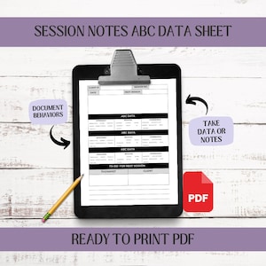 ABC Datenblatt, ABA Digital Download, Aba Sitzungsnotizen, Aba Therapielog, Aba Materialien, ABA Datenblatt, Behaviour Tech, Behavior analytiker