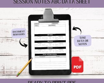 ABC Data Sheet, ABA Digital Download, Aba Session Notes, Aba Therapy Log, Aba Materials, ABA Data Sheet, Behavior Tech, Behavior Analyst