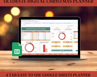 Digital Christmas Planner, Google Sheets Holiday Organizer, Christmas Budget Tracker, Gift Shopping Spreadsheet, Event and Travel Planning