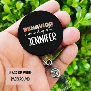 Personalized ABA Badge Reel, Behavior Analyst Badge Clip, Behavior Technician Badge Reel, Therapist Accessories, Therapist Lanyard