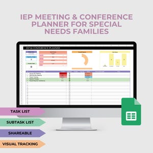IEP Meeting Planner, Special Needs Parent, Parent Teacher Conference, Special Needs Family Organization Tool, Google Sheets, ABA Therapy