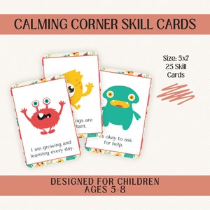 Tarjetas flash para calmarse, procedimiento de enfriamiento, manejo de la ira, autorregulación, educación en el hogar, aprendizaje socioemocional, actividad de emociones