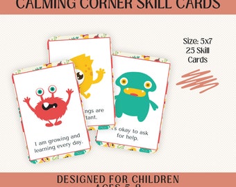 Tarjetas flash para calmarse, procedimiento de enfriamiento, manejo de la ira, autorregulación, educación en el hogar, aprendizaje socioemocional, actividad de emociones