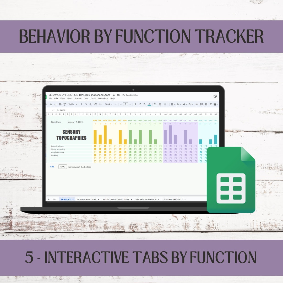 Digital FBA Data Sheet, Functional Behavior Data Spreadsheet, Editable Behavior Tracker, Autism ...