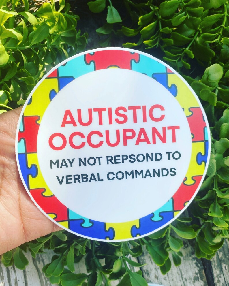 Autistic Occupant Sticker Autism Safety Sticker Autism Emergency Decal Occupant With - Etsy