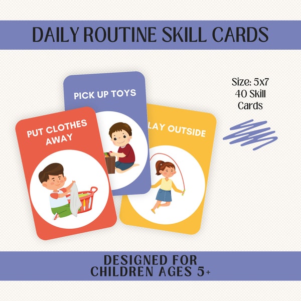 Daily Routine Cards for Kids, Homeschool Flash Cards, Kids Daily Schedule, Independence Skills for Kids, ADHD Support, Visual Schedule