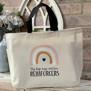 This Bag May Contain Reinforcers Tote, Therapist Canvas Tote Bag with Pockets, ABA Therapy Gift, Behavior Analyst Tote, Aba Christmas Gift