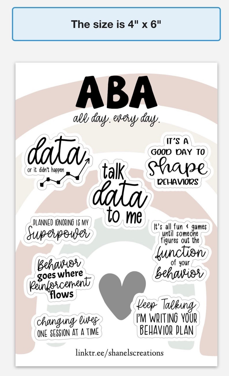 ABA Sticker Sheet, Aba Planner Stickers, Behavior Analyst Stickers, Aba ...