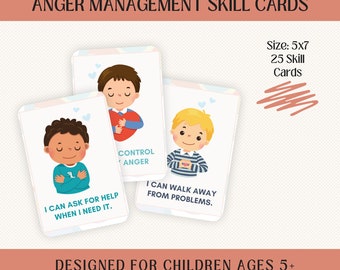 Tarjetas didácticas de manejo de la ira, actividad de autorregulación, tarjetas flash de educación en el hogar, aprendizaje social y emocional, actividad de educación especial, emociones
