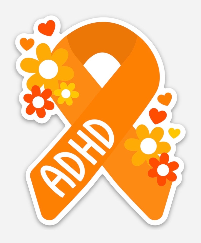 ADHD Awareness Sticker, ADHD Awareness Ribbon, Floral ADHD Sticker ...
