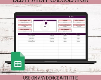 Debt Payoff Calculator, Snowball Method, Financial Planning, Money Management, Debt Free Planner, Budgeting Spreadsheet, Personal Finance