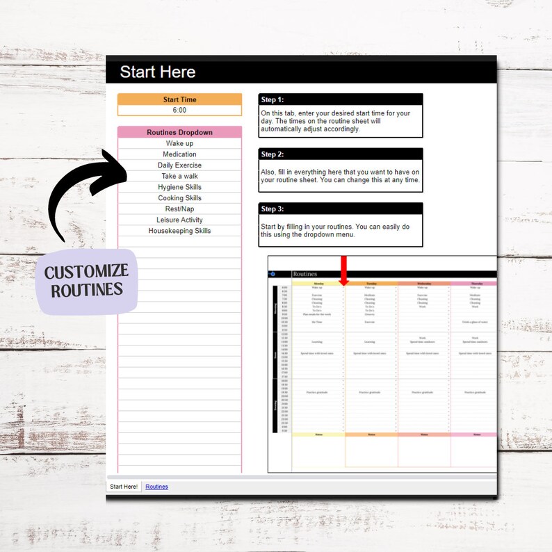 Digital Daily Routine Spreadsheet, Homeschool Schedule Template ...