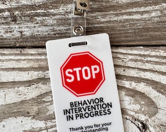 Stop Sign Badge, Behavior Intervention in Progress badge card, Special Education Visual Support, Aba Therapy Matrrials, Classroom Management