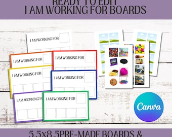 I Am Working For-bord, tool voor gedragsbeheer, sjabloon visueel schema thuisschool, tokenbord, gedragskaarten, oudertraining autisme