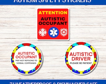 Autistic Occupant Sticker Customizable Autism Awareness Car Decal: Safety Alert Sticker - Etsy