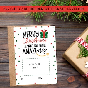 Thanks for Being Amazing Gift Card Holder, Teacher Christmas Gift Card, Christmas Gift for Teacher, Teacher Christmas Greeting Card