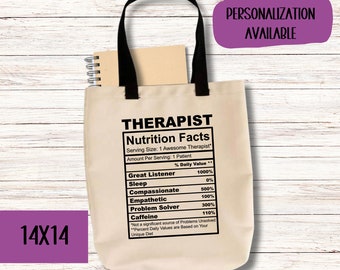 Therapist Nutrition Facts, Funny Therapist Tote Bag, ABA Therapy Gift, Mental Health Therapist, Therapy Appreciation, Canvas Tote Bag