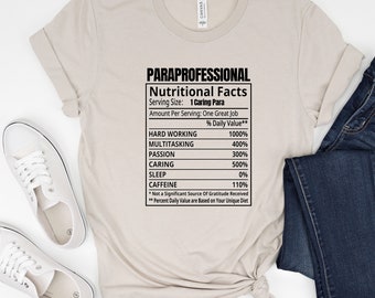 Funny Special Education Shirt, Nutrition Facts, Paraprofessional, School Psychologist, School Counselor, Special Ed Teacher, Teacher Gift