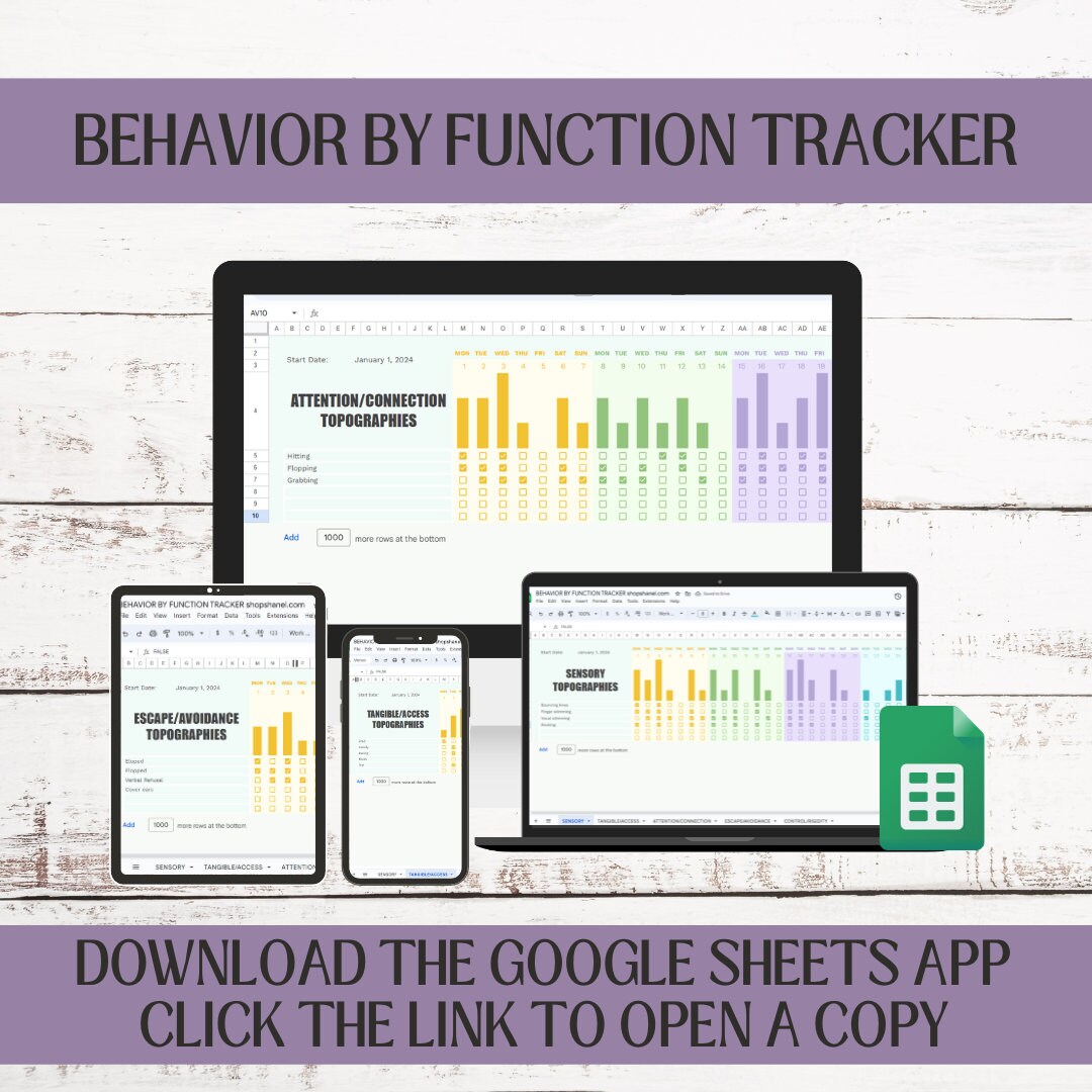 Digital FBA Data Sheet, Functional Behavior Data Spreadsheet, Editable