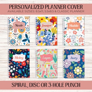 Custom Planner Cover, Personalized Classic Planner, Laminated Planner Cover, Spiral Planner, Discbound Planner, Floral Planner Cover
