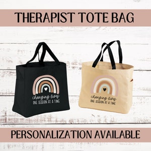 ABA Therapist Tote Bag with Pockets, Changing Lives One Session at a Time, ABA Therapy Gift, Behavior Tech, Aba Bag, Behavior Therapist Gift
