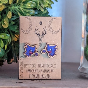 Brincos de Pokémon Haunter, joias de Pokémon fantasma, presente de anime, brinco de cartas de mangá, garanhão Haunter, monstro de bolso