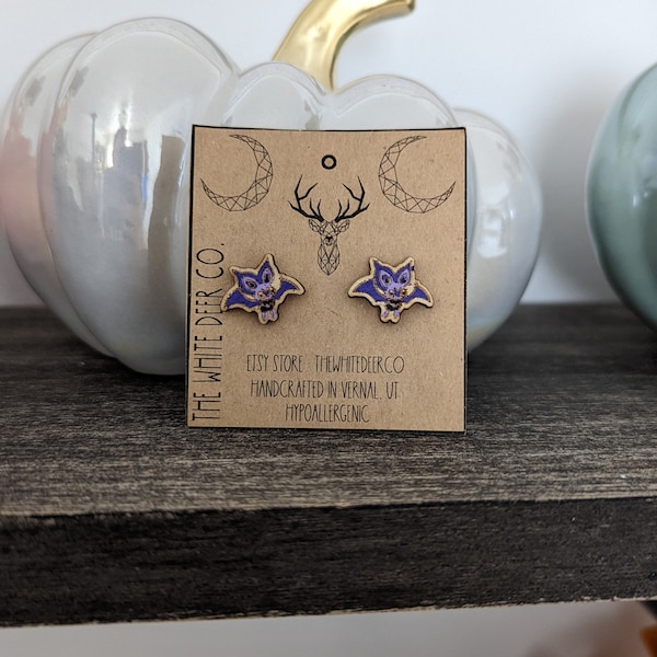 Noibat Pokemon Earrings, Bat Pokemon go jewelry, Anime Gift, Manga Cards Earring, Purple Pocket Monster