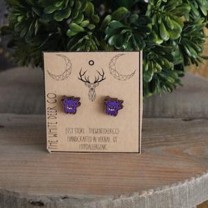 Boucles d'oreilles Gengar Pokemon, bijoux Pokemon go fantômes, cadeau anime, boucle d'oreille cartes manga, monstre de poche violet
