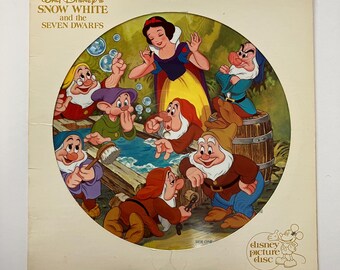 Disney Snow White and The Seven Dwarfs Picture Disc Vintage Vinyl Record Album 1980