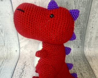 Dinosaur Gift - Stuffed Dinosaur - Amigurumi Crochet Dinosaur - Handmade Dinosaur - Childs Dinosaur Toy - Stuffed T-Rex