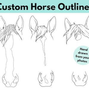 Custom Drawn Horse Outline Portrait - Digital File Only - For tattoo, memorials, gifts and more.