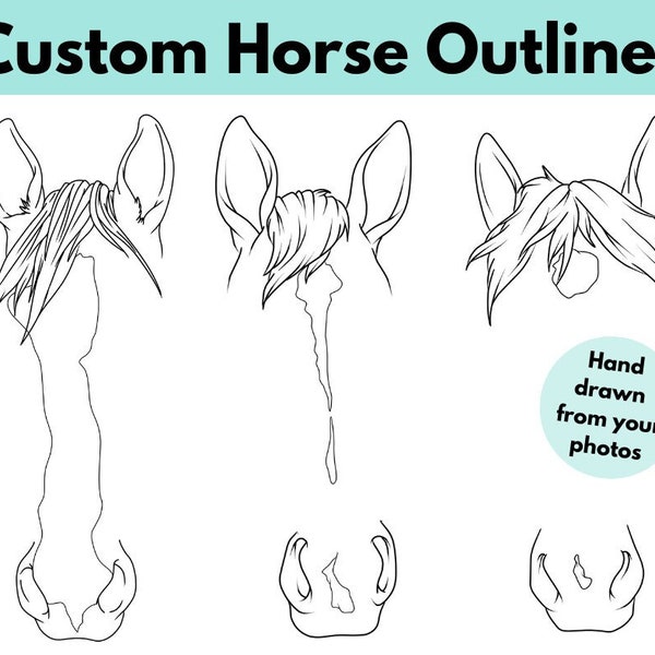 Custom Drawn Horse Outline Portrait - Digital File Only - For tattoo, memorials, gifts and more.