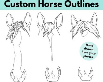 Custom Drawn Horse Outline Portrait - Digital File Only - For tattoo, memorials, gifts and more.