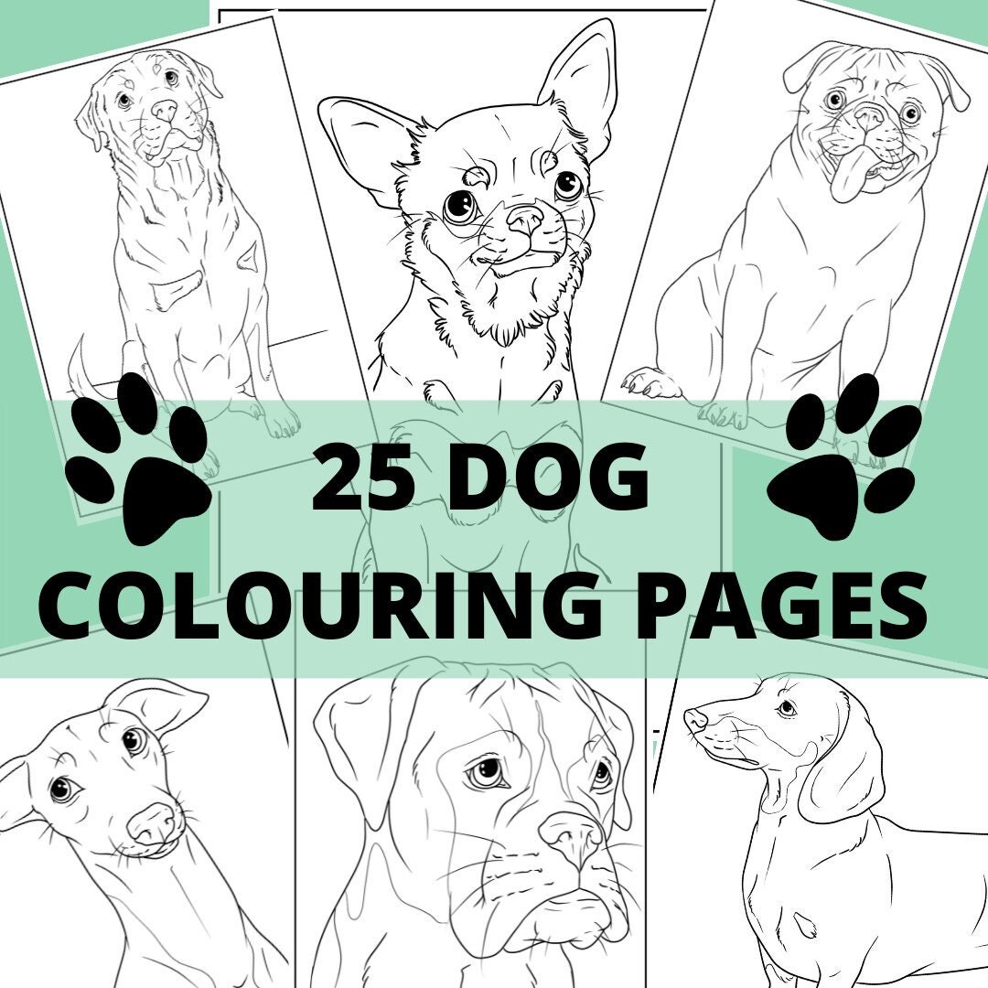 25 Dog Colouring Pages Digital Download, Printable - Etsy