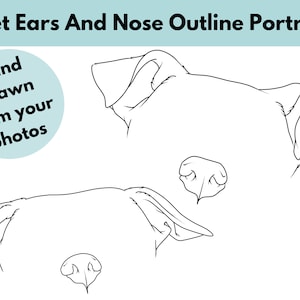 Custom Drawn Pet Ear and Nose Portrait - Digital File Only - For tattoo, memorials, gifts and more.