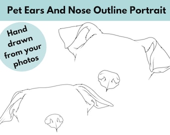 Custom Pet Outline Portrait: Ear and Nose Design (Digital File)